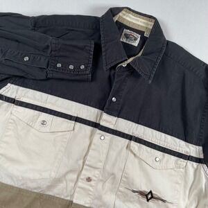 Cumberland Outfitters Western Shirt Mens‎ L Long Sleeve Color Block Cowboy Flaw